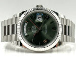 Rolex  Day-Date President 40mm Platinum Green Olive Roman Dial - 228236 - Image 8
