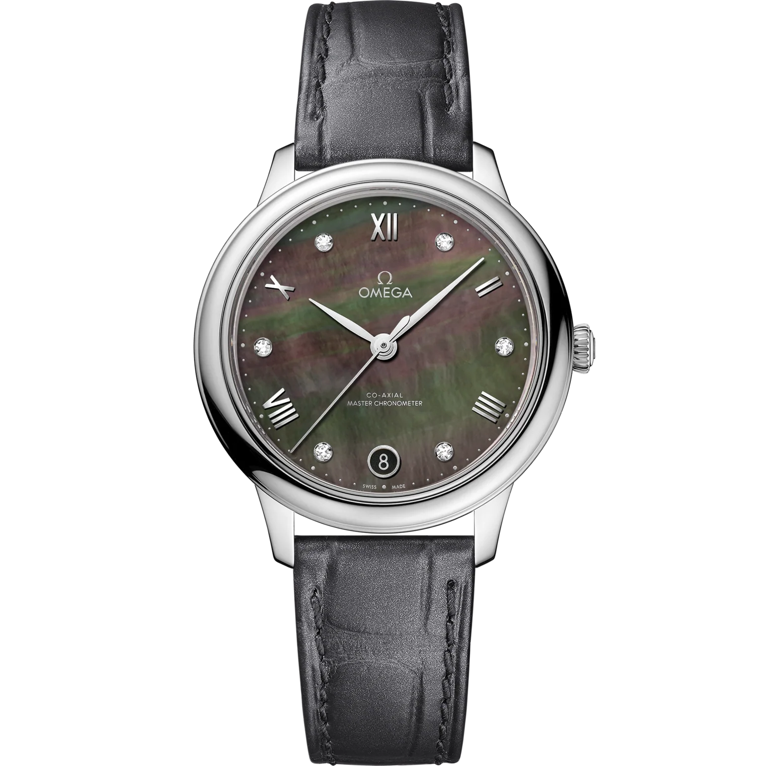 BCE86BFE-CA0E-B2E8-B00A-A864AC32B0C1.png Omega De Ville Prestige 34 mm Grey Dial with Diamonds Stainless Steel Strap 434.13.34.20.57.001 - Image 1