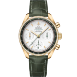 Omega Speedmaster 38 Silver Dial 38mm with Diamonds 18k Yellow Gold Strap 324.68.38.50.02.004