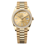 Rolex Day-Date 40mm Champagne Diamond Dial and Bezel Yellow Gold President Bracelet 228348RBR-0002