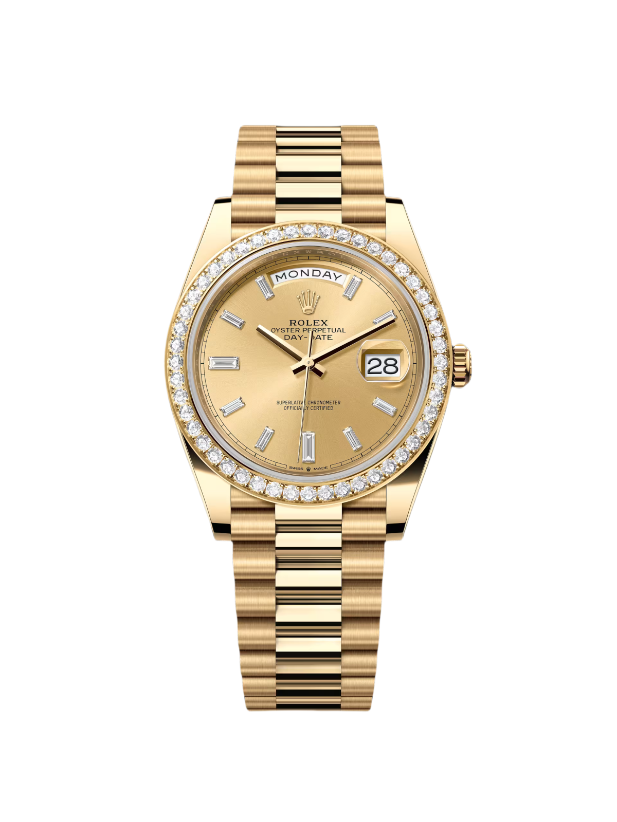 BDE43133-449B-276E-E35E-6E77822BF6FA.png Rolex Day-Date 40mm Champagne Diamond Dial and Bezel Yellow Gold President Bracelet 228348RBR-0002 - Image 1