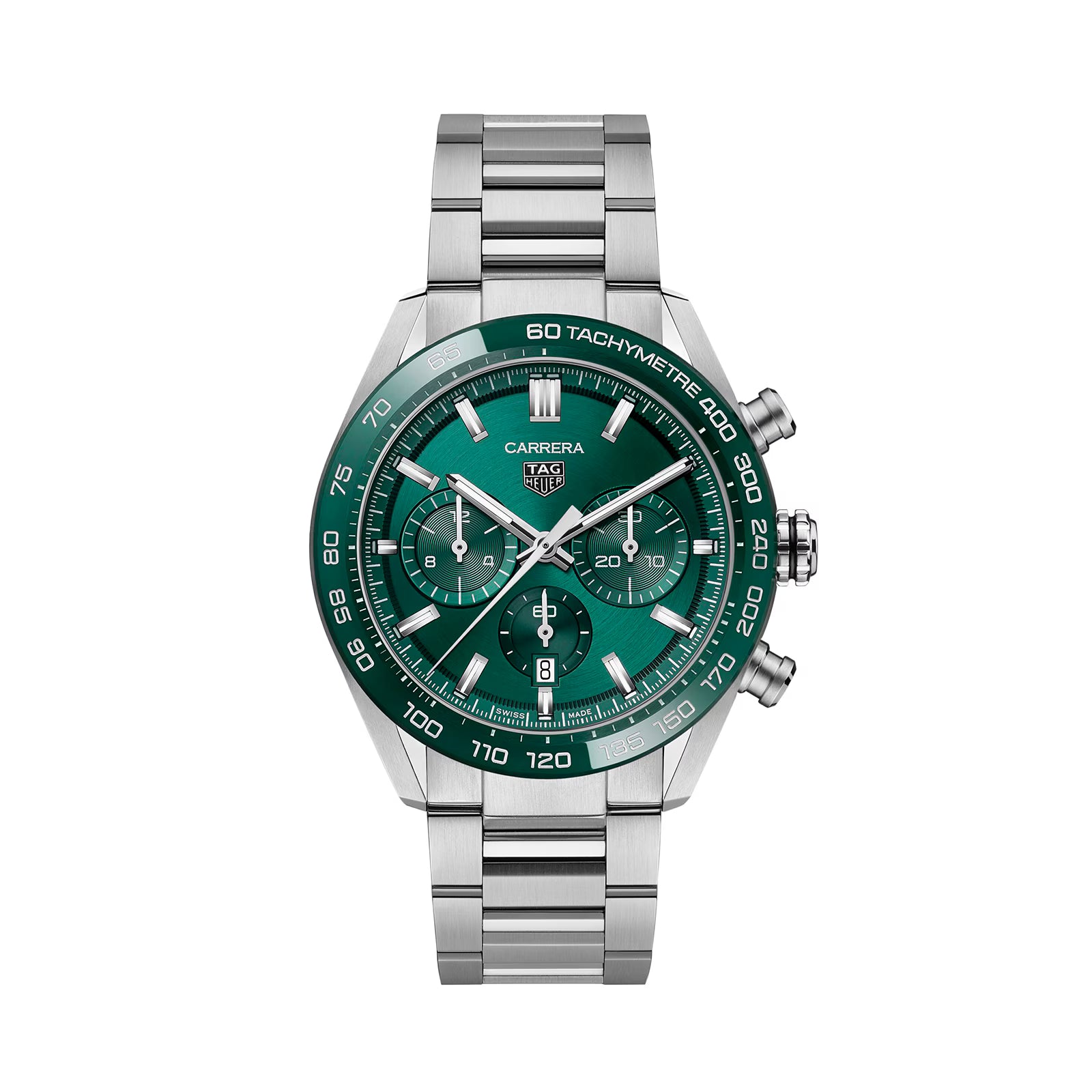 C195476D-1664-6408-5D64-A849A2FD01A0.avif TAG Heuer Carrera Chronograph 44mm Mens Watch Green Stainless Steel CBN2A1N.BA0643 - Image 1
