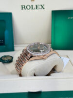 Rolex   President 40mm Everose Gold Olive Green Roman Dial Diamond Bezel - 228345RBR - Image 7