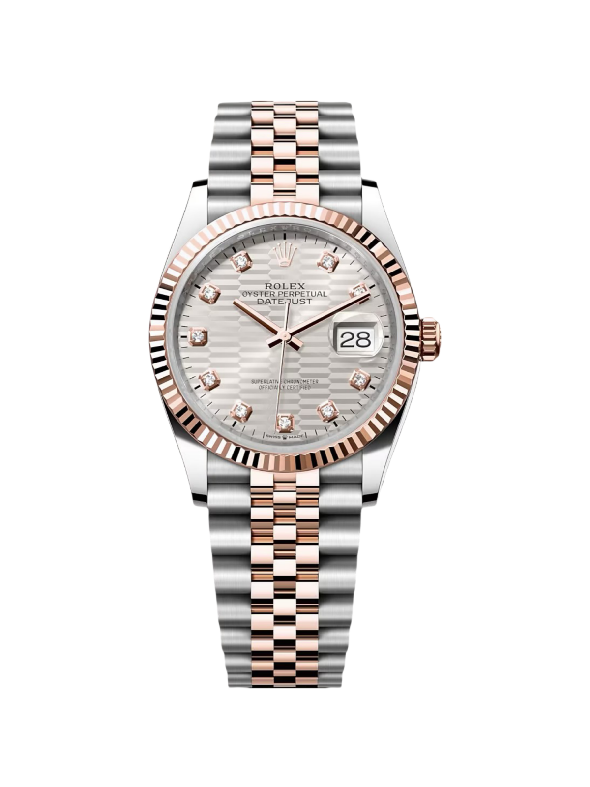 C386386E-A651-0331-6C98-521888CB6414.png Rolex Datejust 36mm 126231 Silver Fluted Motif Dial Oystersteel and Everose gold Bracelet - Image 1