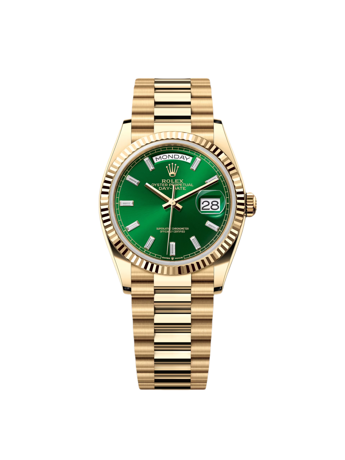 C5160303-5DA1-EBEE-3CD1-0B9CF87C6284.png Rolex Day-Date 128238-0130 Green Dial Yellow Gold Bracelet 36mm - Image 1