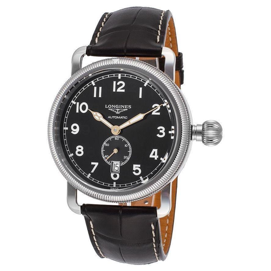 C6E1ACA8-7A0D-68D5-D895-E00E76CED255.jpg Longines Men's L27774532 Avigation Automatic Black Leather Watch - Image 1