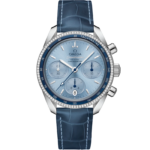 Omega Speedmaster 38 Blue Dial 38mm with Diamonds Stainless Steel Strap 324.38.38.50.03.001