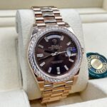 Rolex  Day-Date 40mm Chocolate Baguette Diamond Dial Diamond Bezel Dial Watch 228345RBR - Image 3
