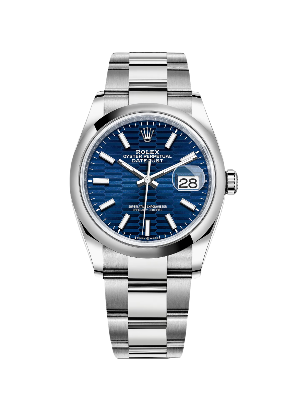 C9855663-46AE-8D78-A3CA-EC9A2480C68E.png Rolex Datejust 36mm 126200 Oyster Perpetual Blue Fluted Motif Dial Jubilee Stainless Steel - Image 1