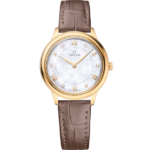 Omega De Ville Prestige 30 mm White Dial with Diamonds 18k Yellow Gold Strap 434.53.30.60.55.002