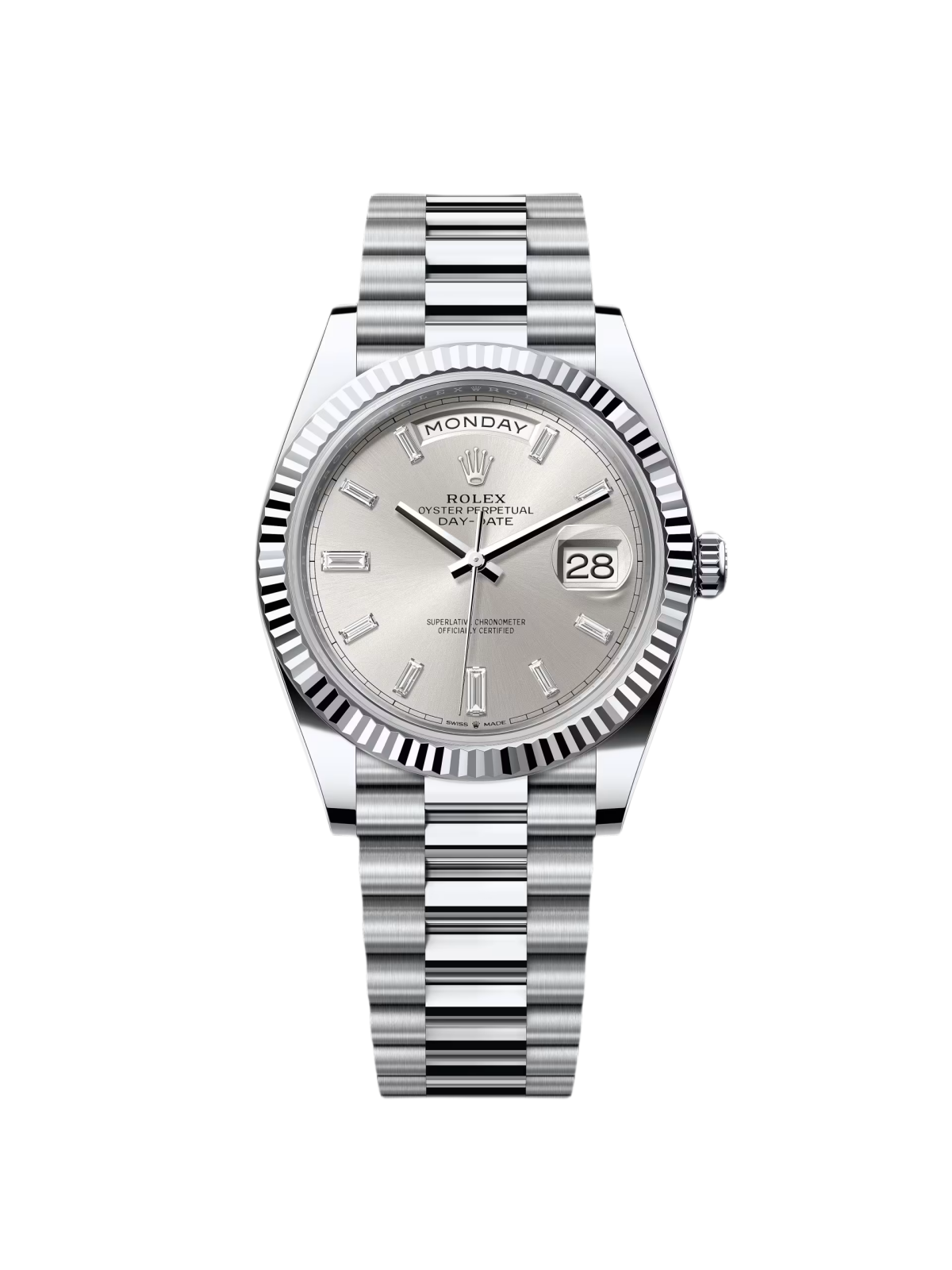 CB0F8529-B4A3-A010-10DD-068EE428A532.png Rolex Day-Date President 40mm Silver Diamonds Dial 228236-0002 - Image 1
