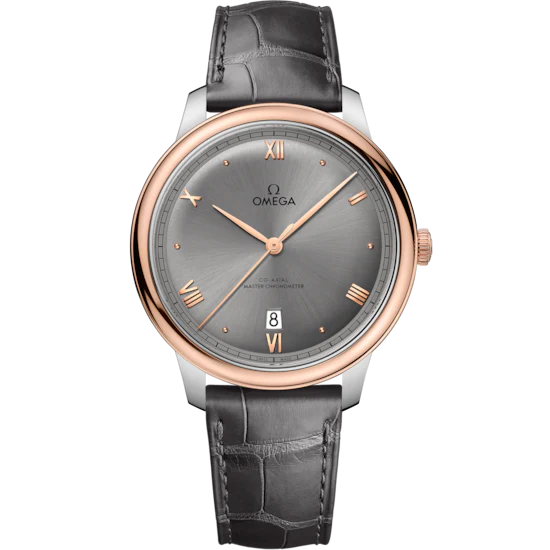 D0B6C4EF-D461-C179-9954-AF2FFF325D1D.png Omega De Ville Prestige 40 mm Grey Dial Stainless Steel and Sedna™ 18k Rose Gold Strap 434.23.40.20.06.001 - Image 1