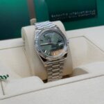 Rolex  Day-Date President 40mm Platinum Green Olive Roman Dial - 228236 - Image 4