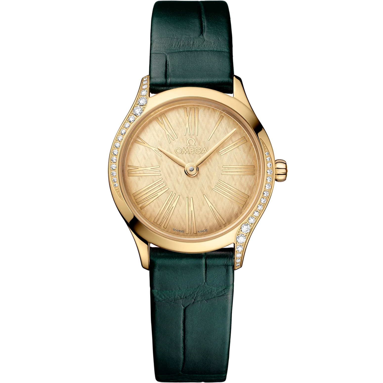 D2B47E93-11F2-B998-5DE6-F7C5A94C0EA5.png Omega De Ville Mini Trésor 26mm Yellow Dial with Diamonds Moonshine™ 18k Gold Leather Strap 428.58.26.60.99.001 - Image 1