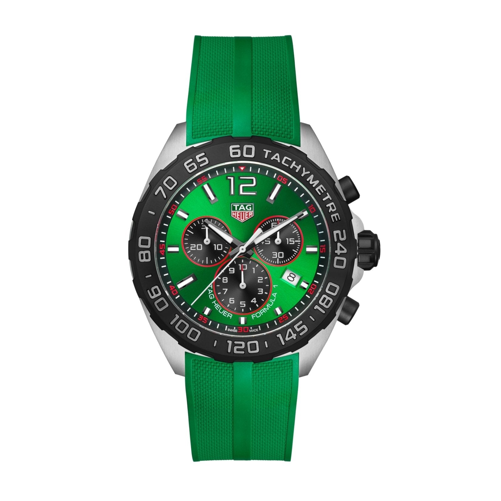 D2CA322A-75B5-D676-3498-F04B4336B1A6.jpg TAG Heuer Formula 1 Quartz Chronograph 200M 43mm Mens Watch Green Rubber CAZ101AP.FT8056 - Image 1