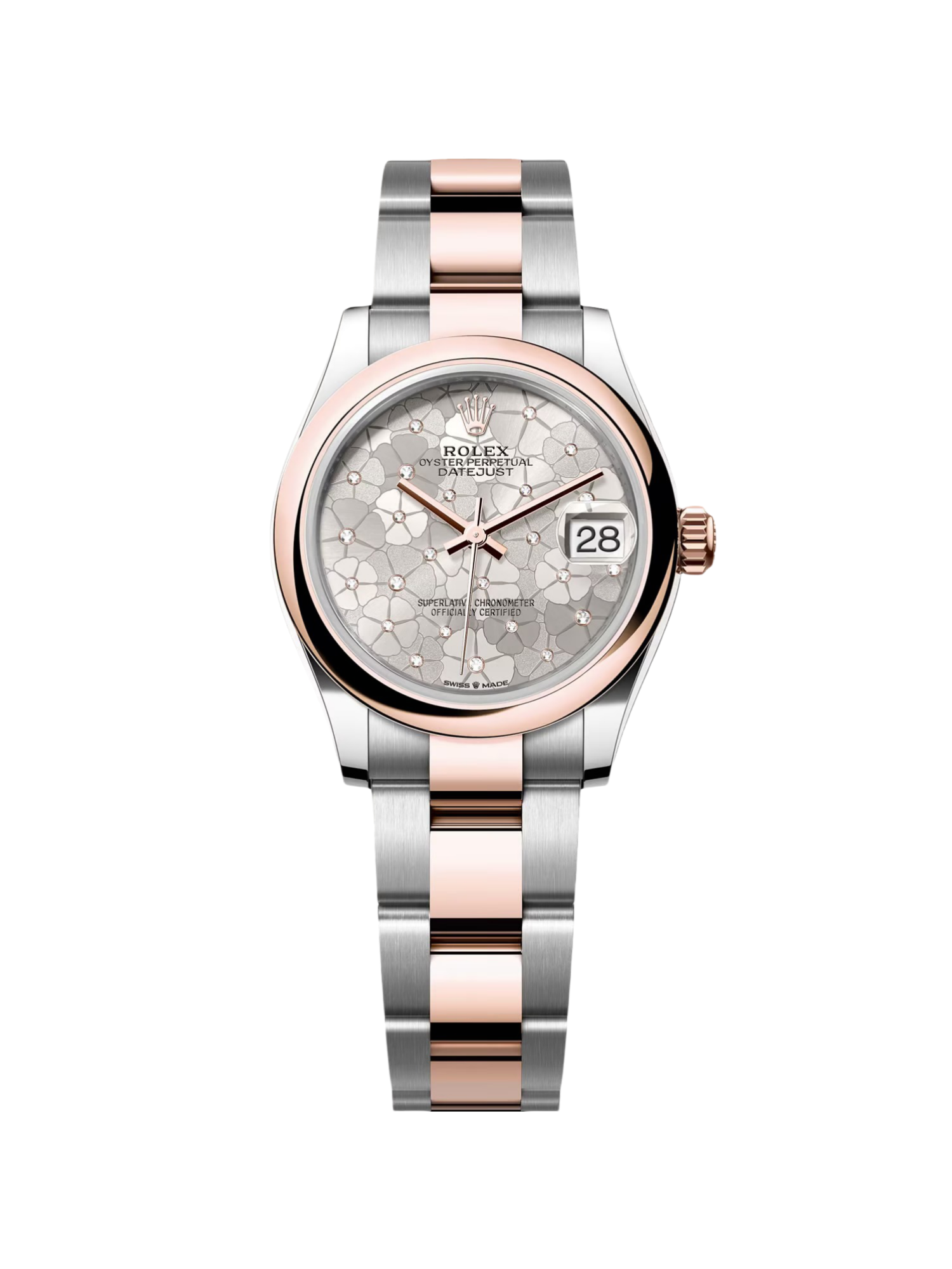 D48DD2C8-D6D9-643B-A87C-AFC833321558.png Rolex Datejust m278241-0031/0032 31mm Silver Floral Motif Dial Oyster Bracelet Watch - Image 1