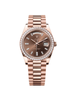 Rolex  Day-Date 40mm Chocolate Baguette Diamond Dial Diamond Bezel Dial Watch 228345RBR
