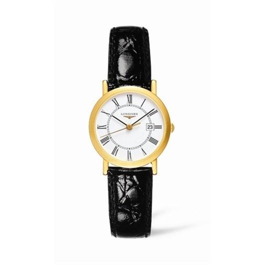 D6D6B1AC-7225-C791-B029-A2F4E0836250.jpg Longines Women's L42796112 La Grandes Classiques Flagship 18kt Yellow Gold Black Leather Watch - Image 1