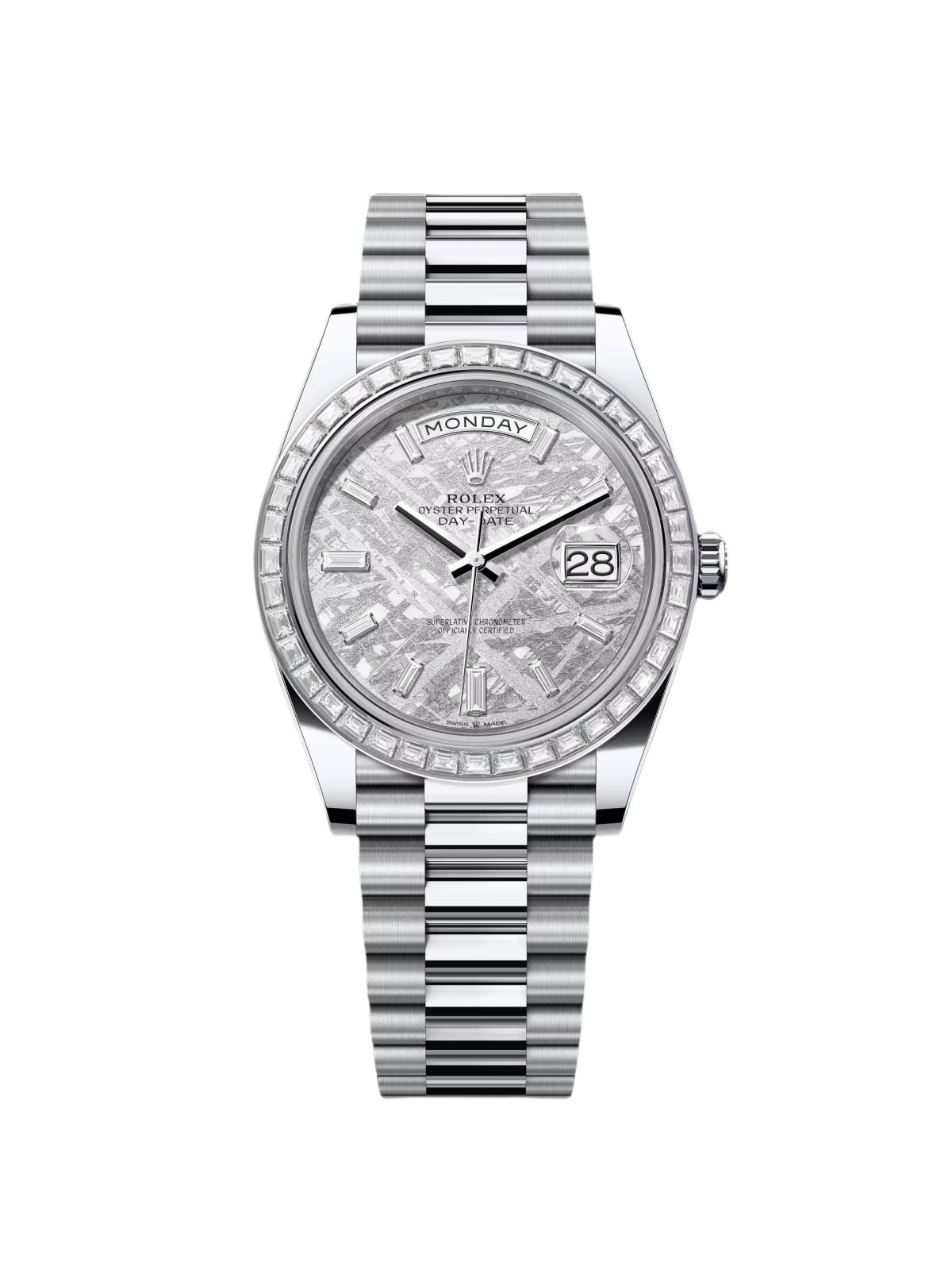 D9555C81-FD41-E373-B21C-8E230E234053.png Rolex Day-Date 40mm 228396TBR-0027 Meteoriate Baguette Diamond Dial and Bezel Watch - Image 1