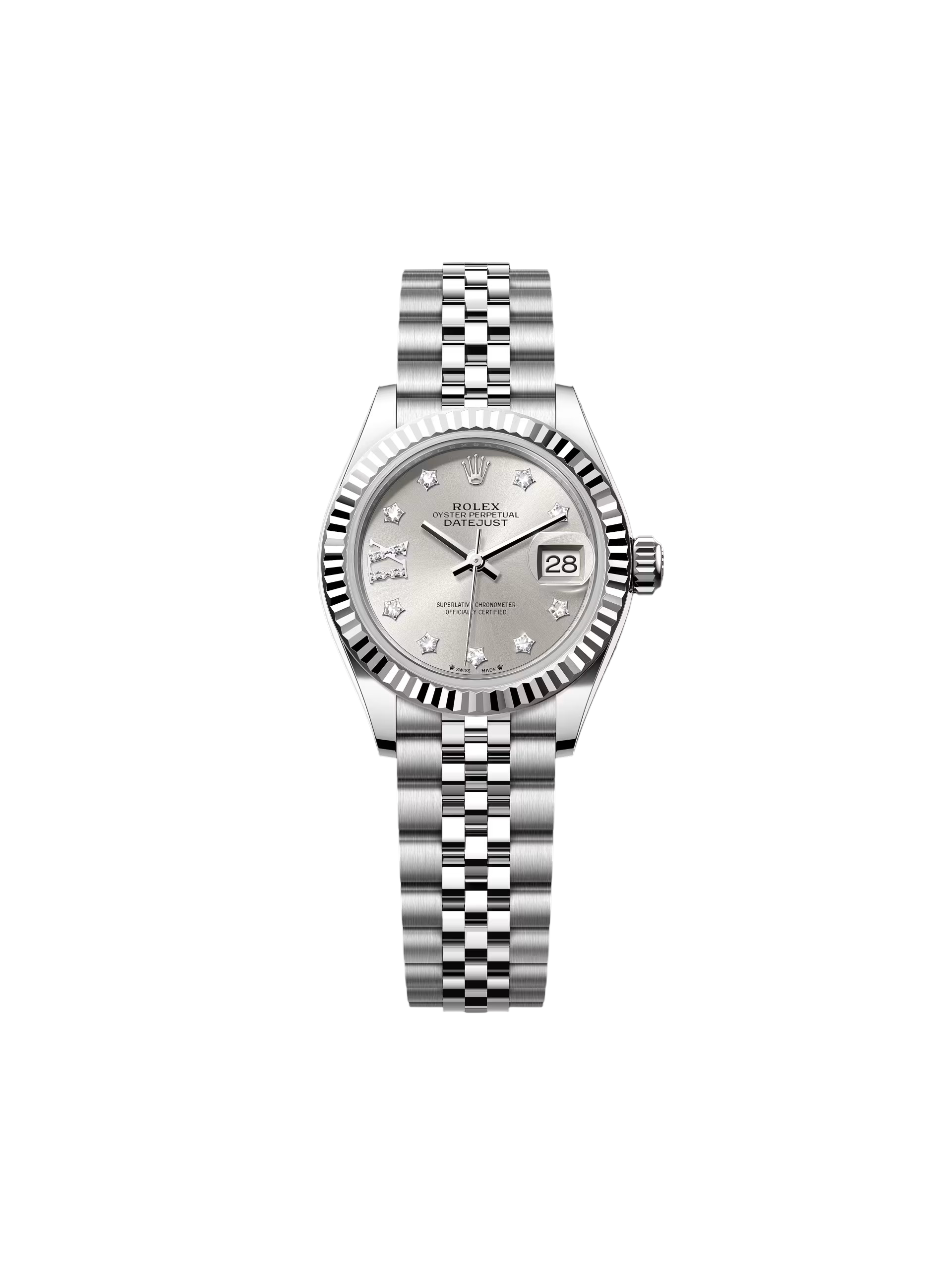 DAA89EFB-1808-8E47-9019-C1A27D503306.png Rolex Lady-Datejust 28mm 279174 Silver Diamond Dial Oyster Bracelet - Image 1
