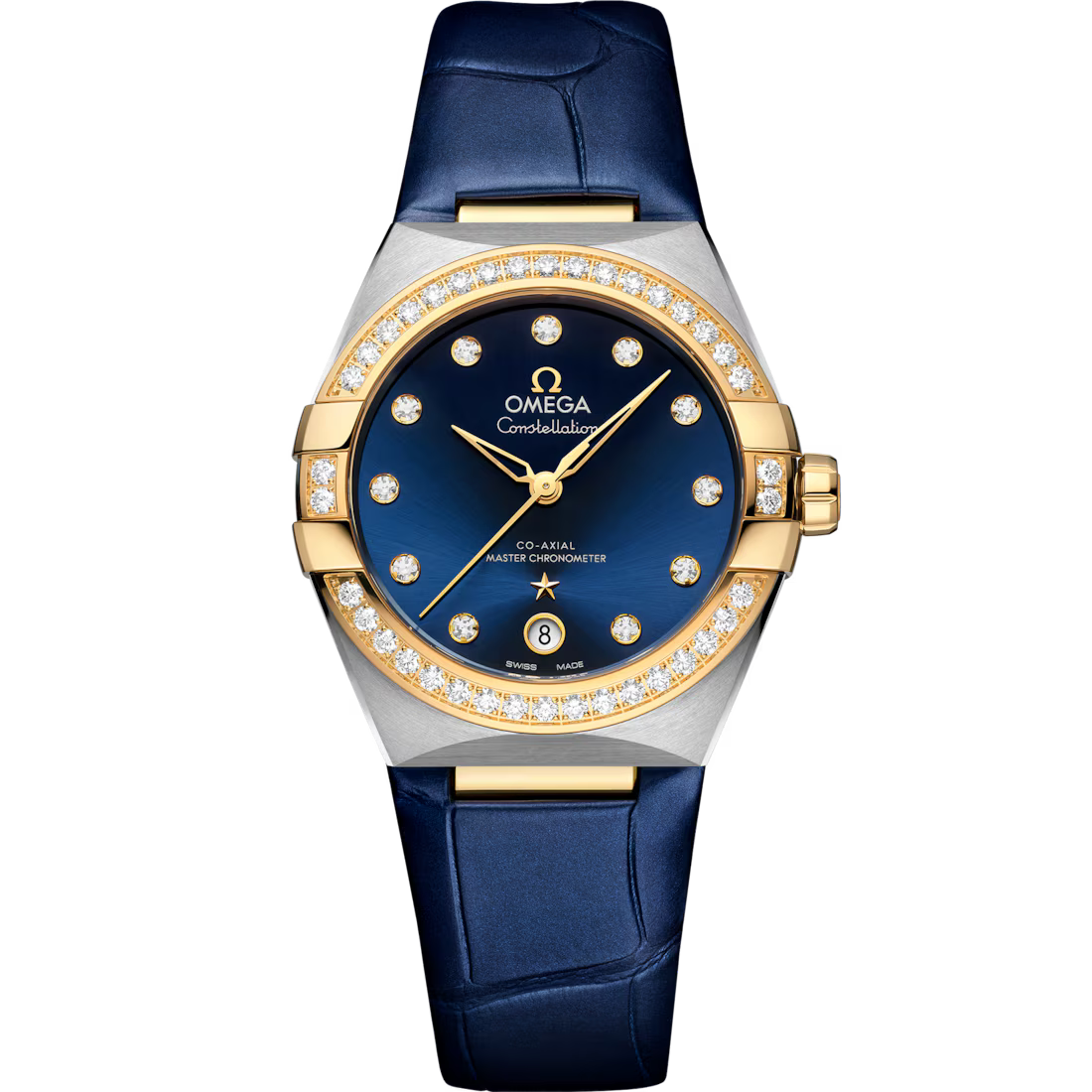 DB60F9E6-43E7-8508-AD11-7D7F2F01B559.avif Omega Constellation 36mm Red Dial with Diamonds Stainless Steel and 18k Yellow Gold Strap 131.28.36.20.53.001 - Image 1