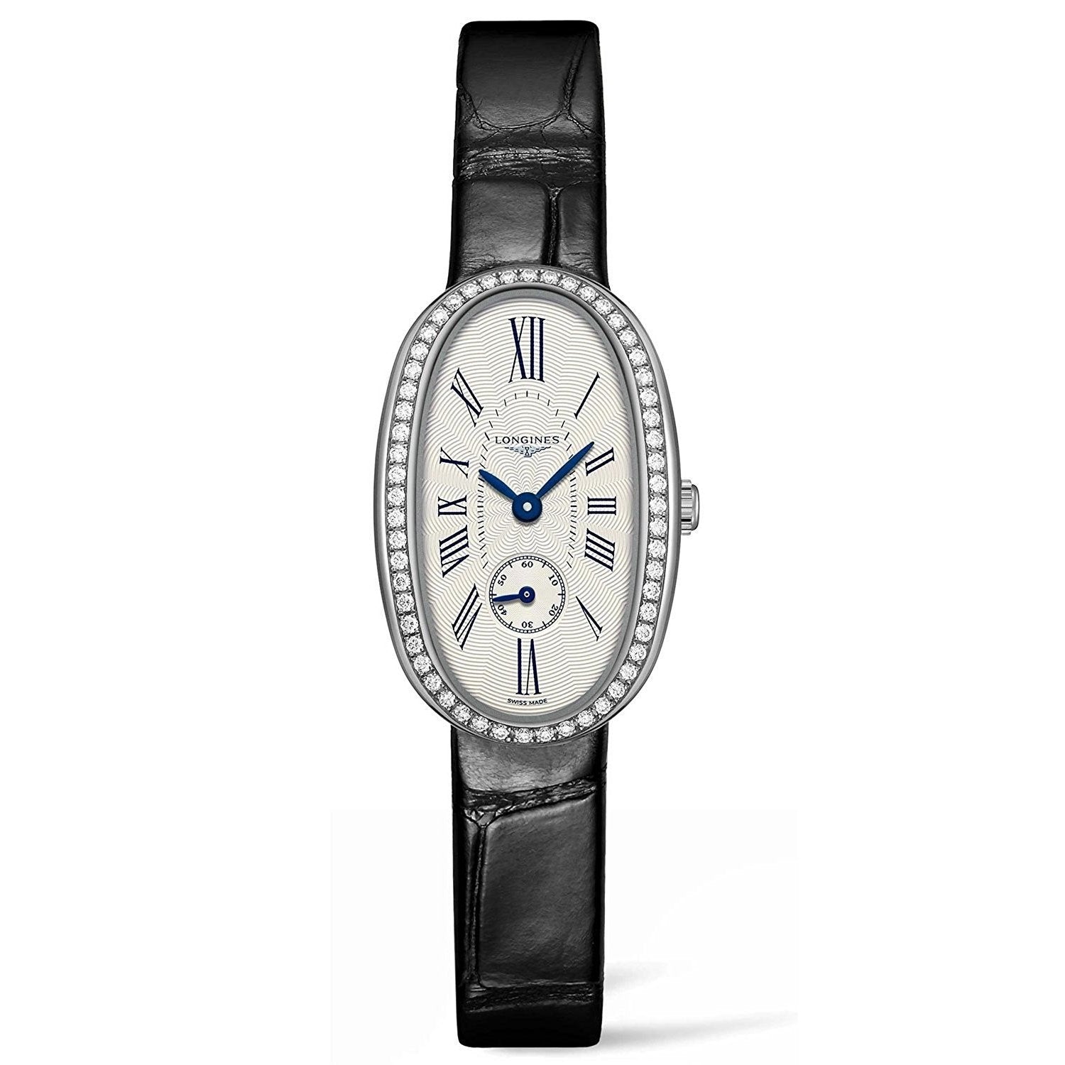 DDFAF819-E627-4711-5EBE-4B5FC749982E.jpg Longines Women's L23060710 Symphonette Diamond Black Leather Watch - Image 1