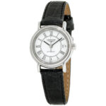 Longines Women's L4.321.4.11.2  Presence Black Leather Watch