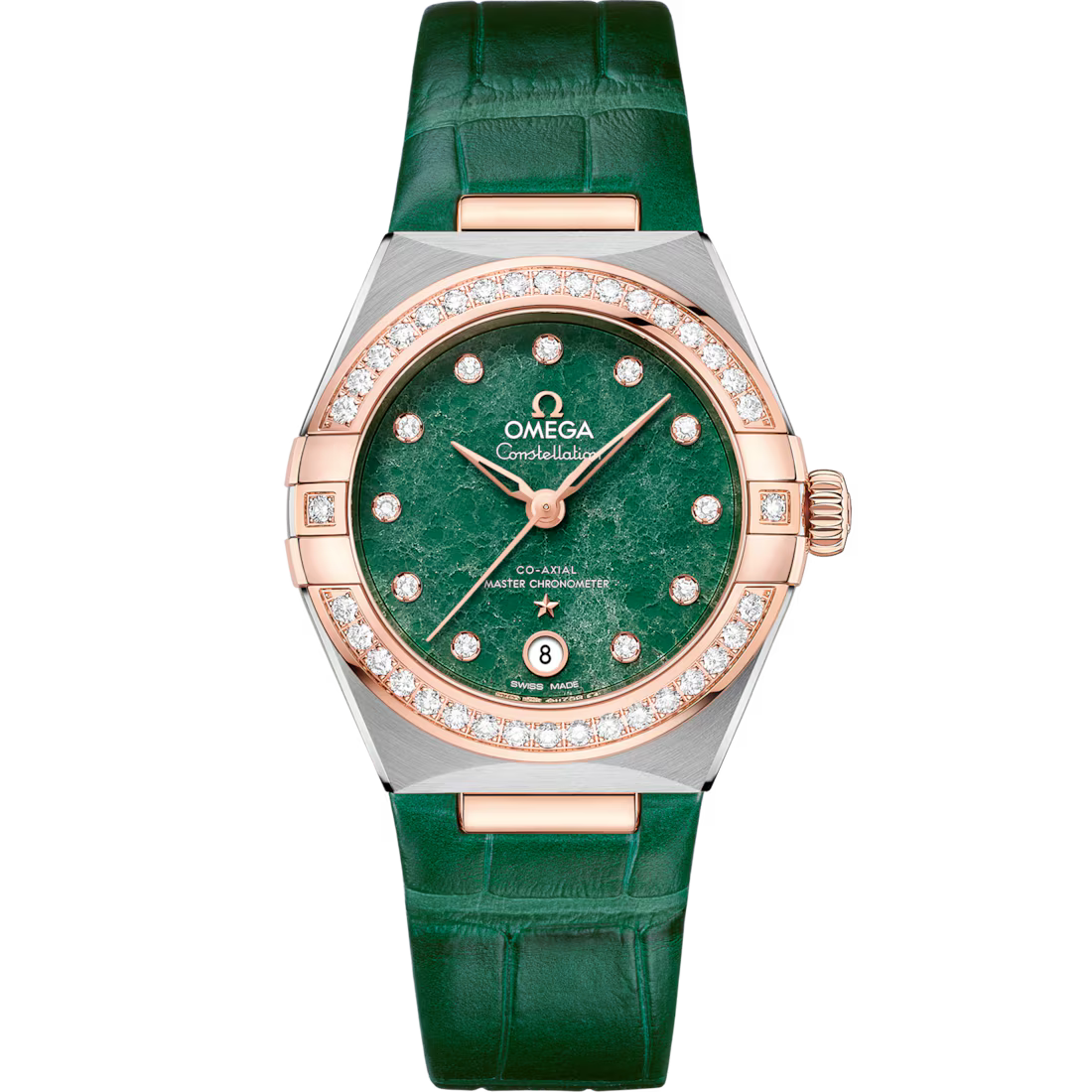 E1B06376-04FE-F5A1-F449-0F55A2D7BE75.avif Omega Constellation Ladies' Selection 29mm steel ‑ Sedna™ gold on leather strap 131.28.29.20.99.001 - Image 1