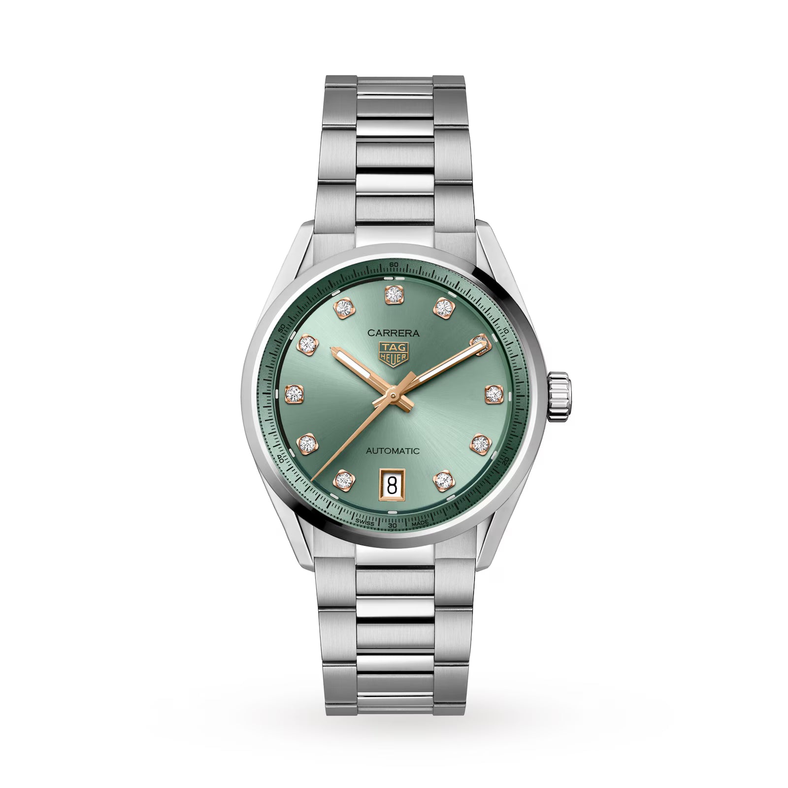 E30C0FF1-746C-F8A0-DAC8-3B099545BB9E.avif TAG Heuer Carrera Date 36mm Ladies Watch Green Diamond Dot WBN2317.BA0001 - Image 1