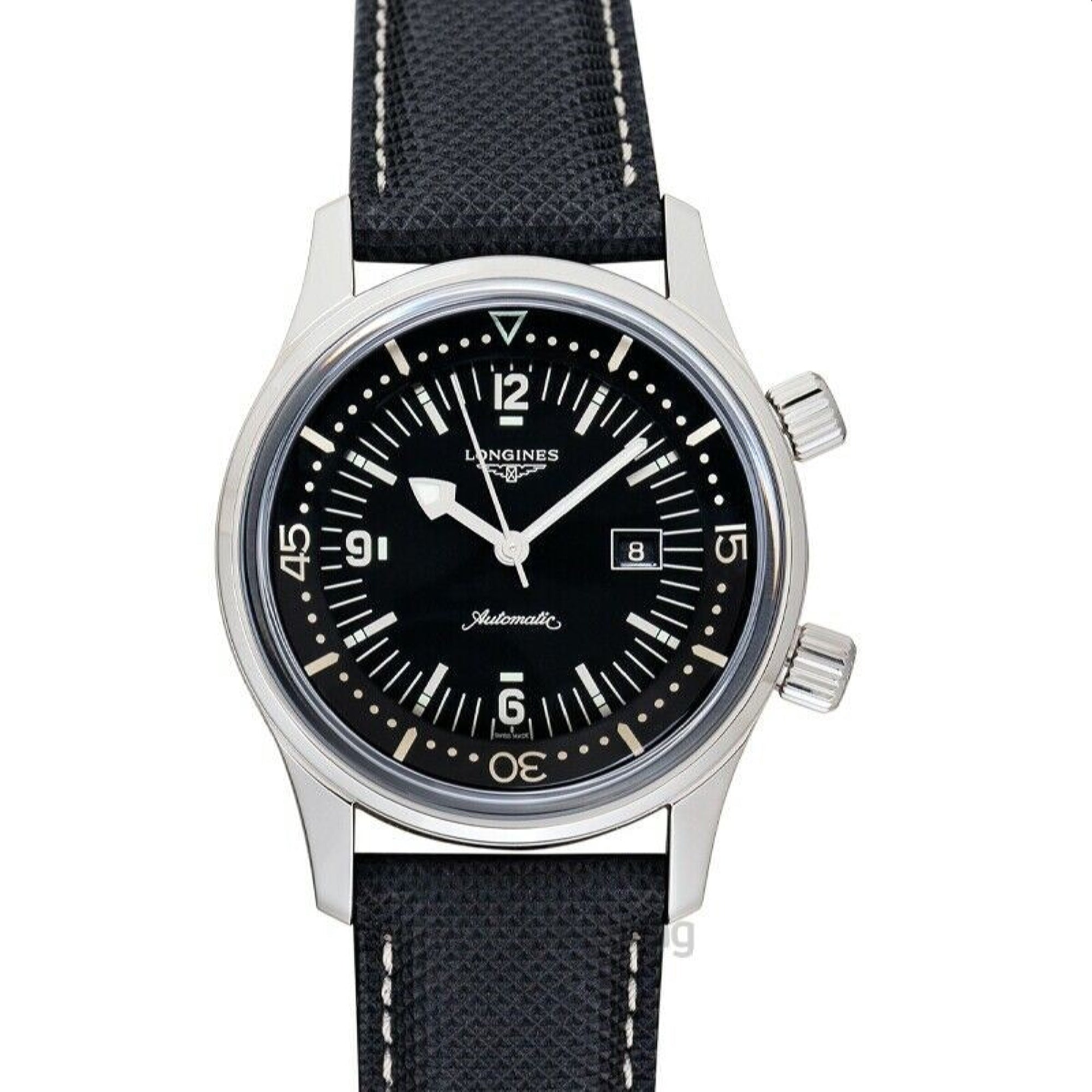 E33F9A11-921C-4409-5969-7E800DB63938.jpg Longines Women's L3.374.4.50.0 Legend Diver Black Leather Watch - Image 1
