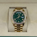 Rolex  Day-Date President 40mm Yellow Gold Green Roman Dial Diamond Bezel - 228348rbr - Image 2