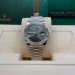 Rolex  Day-Date President 40mm Platinum Green Olive Roman Dial - 228236 - Image 2