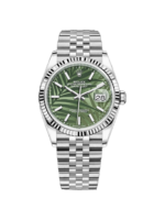 Rolex  Datejust 36mm 126234 Olive Green Palm Motif Dial Jubilee Stainless Steel Watch