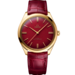 Omega De Ville Trésor 40mm Red Dial 18k Yellow Gold Strap 435.53.40.21.11.001