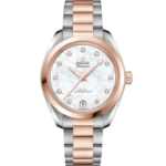 Omega Seamaster Aqua Terra 150M 34mm White Dial with Diamonds Stainless Steel and Sedna™ 18k Rose Gold Bracelet 220.20.34.20.55.001