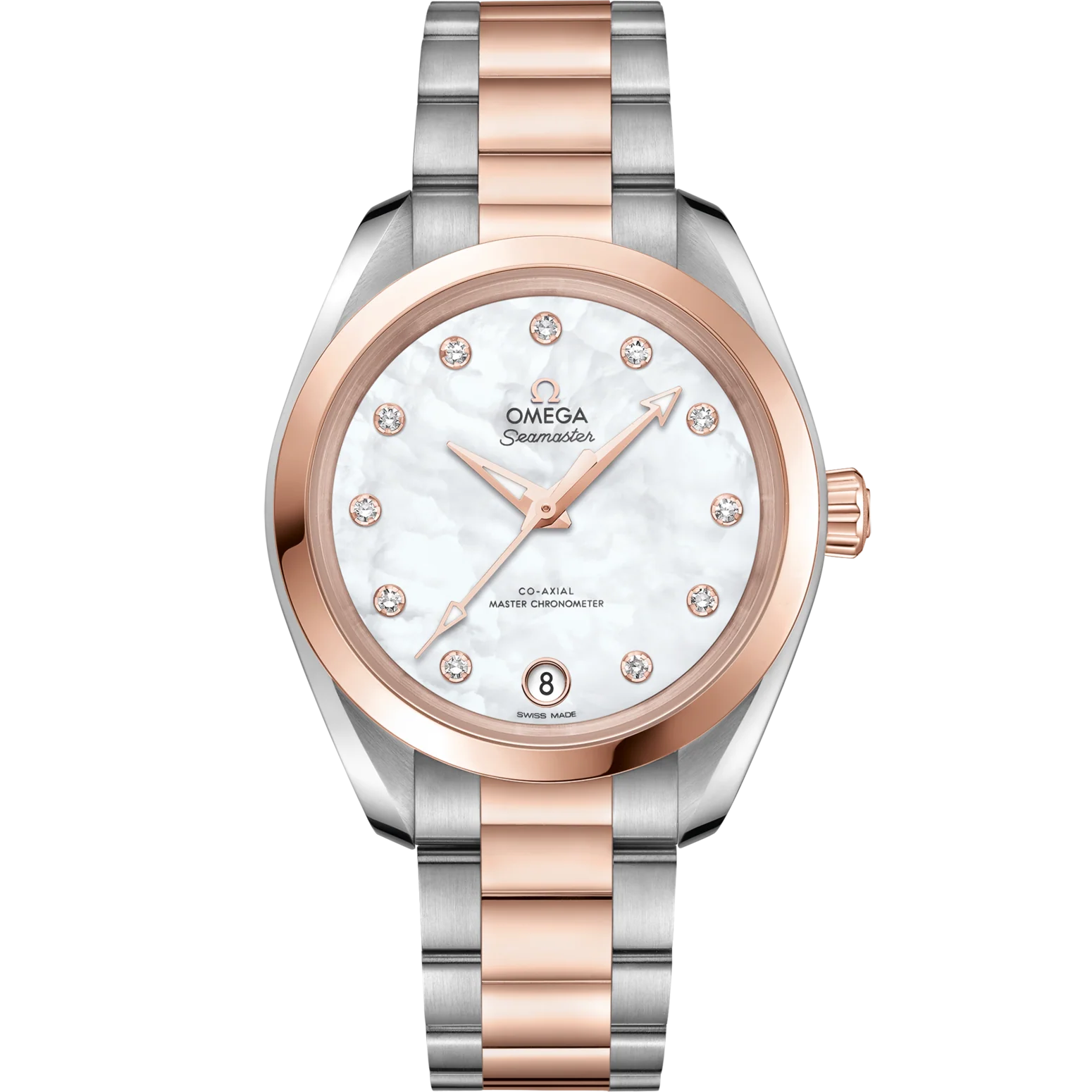 F008F82C-E844-F806-97A3-0CBEC042B174.png Omega Seamaster Aqua Terra 150M 34mm White Dial with Diamonds Stainless Steel and Sedna™ 18k Rose Gold Bracelet 220.20.34.20.55.001 - Image 1