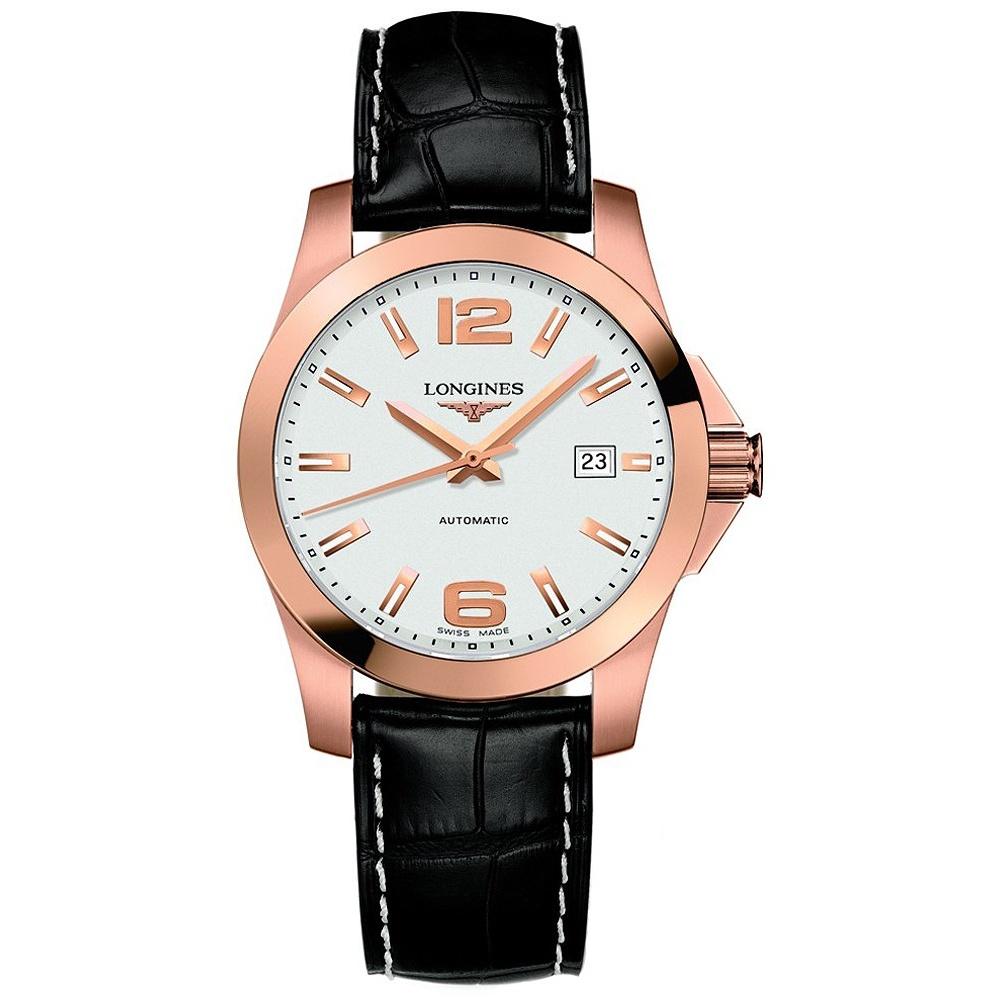 F02ACAF0-6492-5B67-81A0-2B50D7833321.jpg Longines Men's L36768763 Conquest 18kt Rose Gold Automatic Black Leather Watch - Image 1