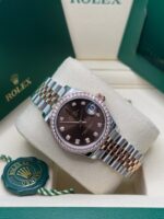 Rolex Datejust m278381-0027/0028 Chocolate Diamond 31mm Dial Diamond-Set Bezel and Oyster Bracelet Watch - Image 6