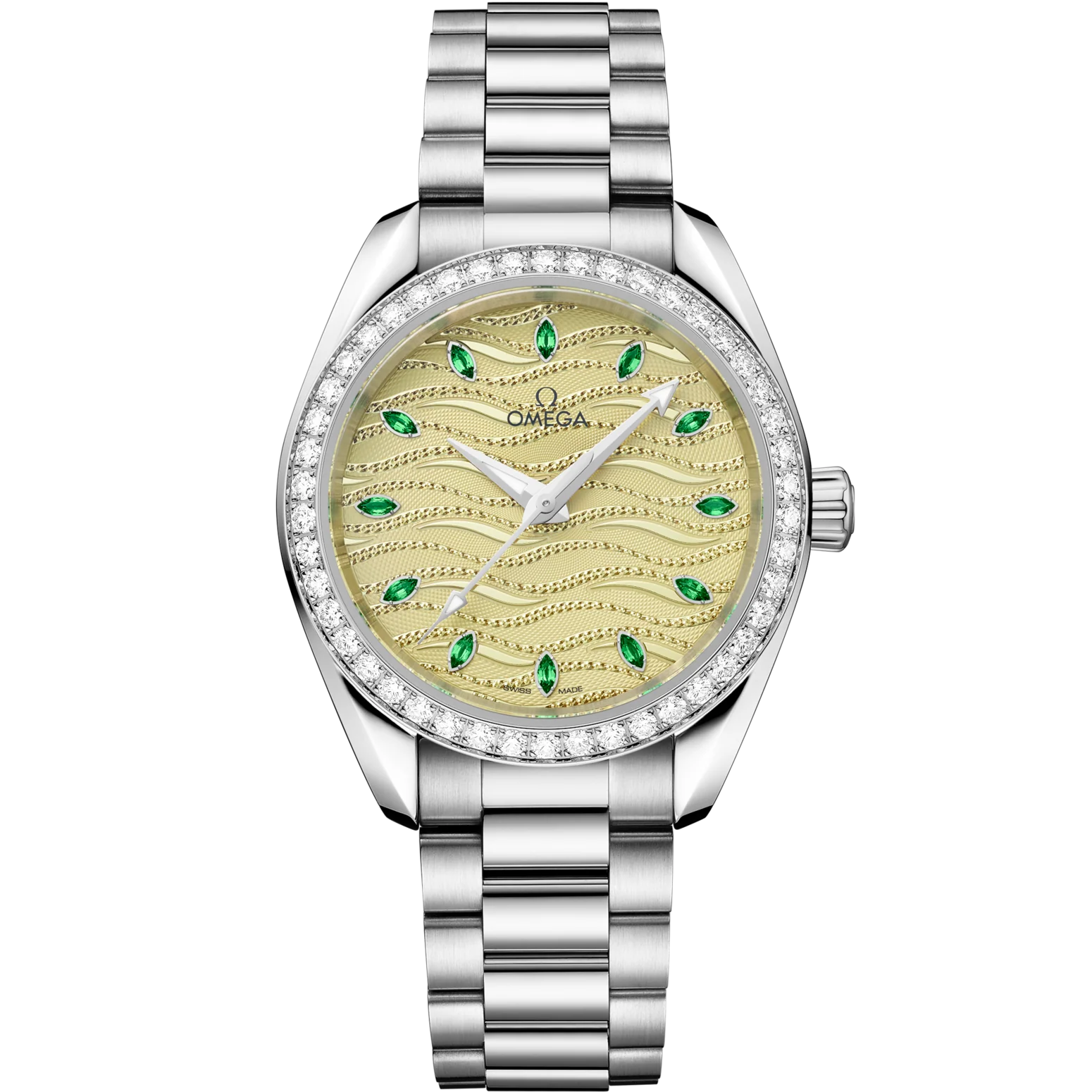 F1C98526-BB39-830A-AF71-34FB7CE51041.png Omega Seamaster Aqua Terra 150M 34 mm Green Dial with Diamonds Canopus Gold™ Bracelet 220.55.34.20.60.002 - Image 1