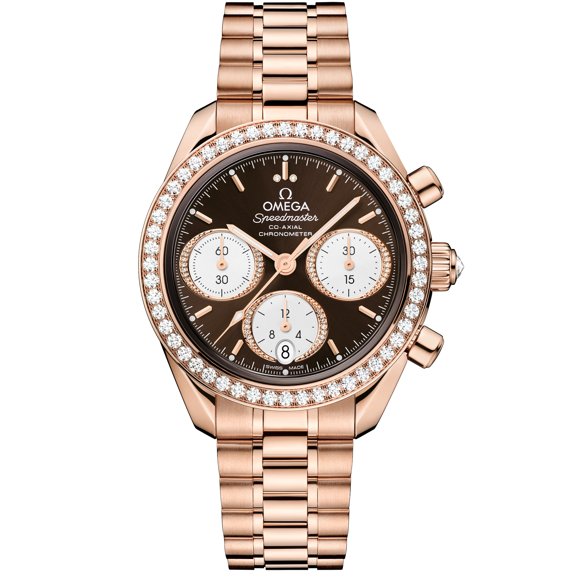 F1EC0C02-D35C-C74E-423F-A2B8B5C174F4.png Omega Speedmaster 38 Brown Dial 38mm with Diamond Sedna™ 18k Rose Gold Bracelet 324.55.38.50.63.001 - Image 1