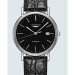Longines Men's L4.921.4.52.2  Presence Black Leather Watch
