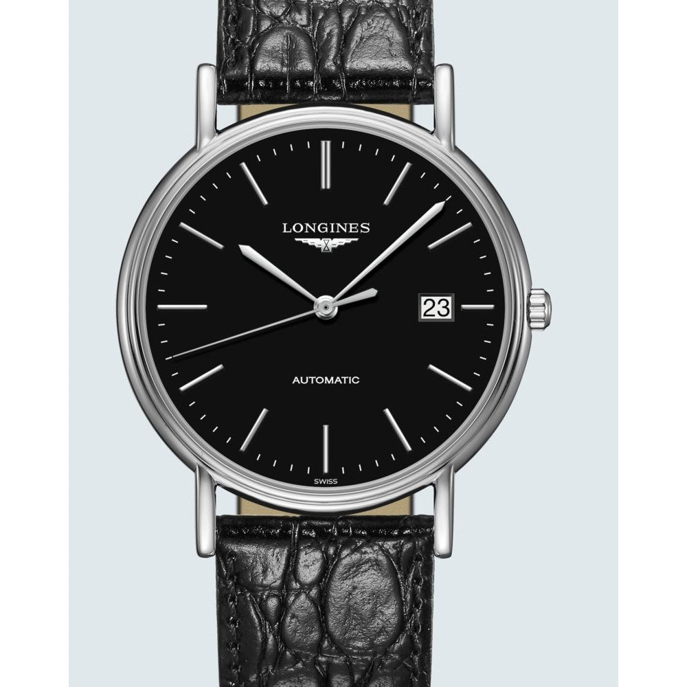 F48D8EBD-65C5-11F6-4B36-A91814EFB48B.jpg Longines Men's L4.921.4.52.2 Presence Black Leather Watch - Image 1