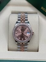 Rolex Datejust m278381-0023/0024 Rose Diamond 31mm Dial Diamond-Set Bezel and Oyster Bracelet Watch - Image 3
