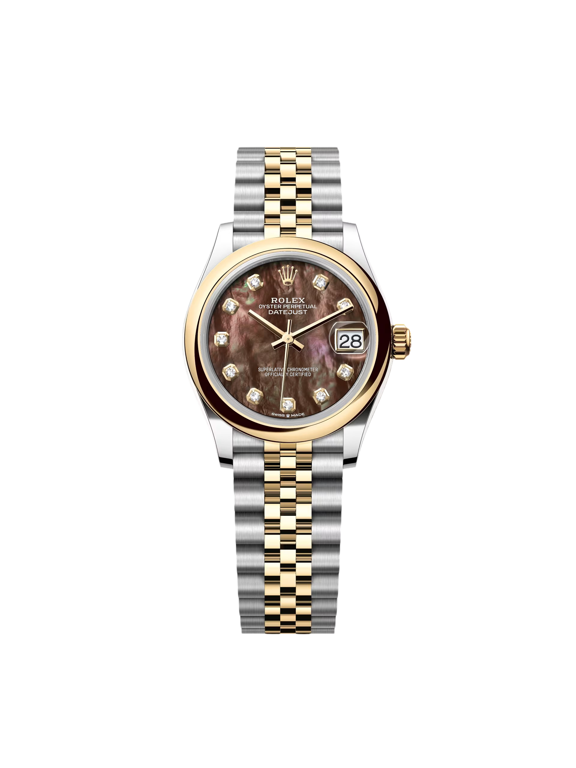 F5D9367F-FE49-550E-02F9-AB66C052943F.png Rolex Datejust m278243-0023/0024 31mm Black Mother-of-Pearl Dial Yellow Rolesor Oyster Watch - Image 1
