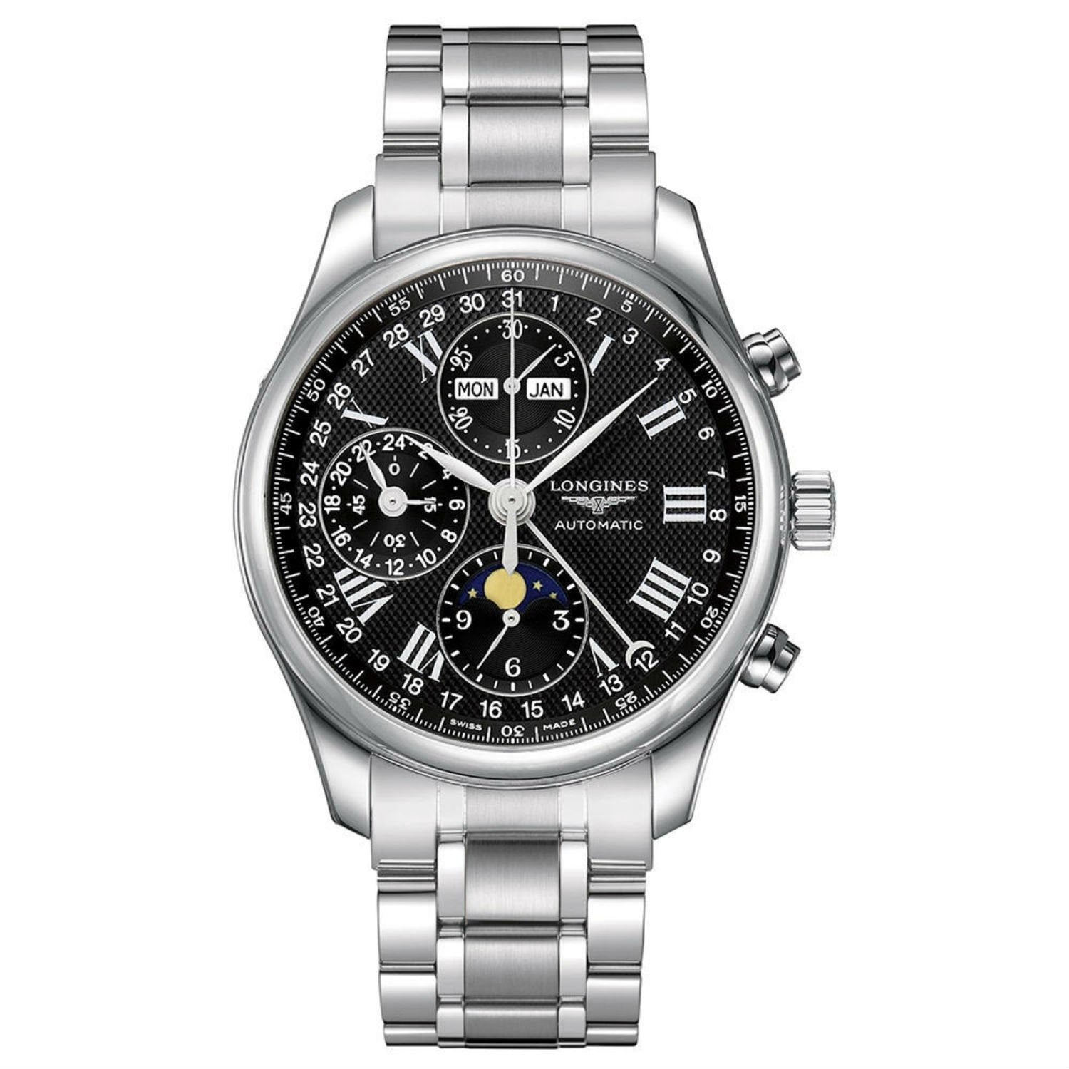 F7599685-2672-A36A-A103-109FE9920207.jpg Longines Men's L27734516 Master Moonphase Chronograph Automatic Stainless Steel Watch - Image 1