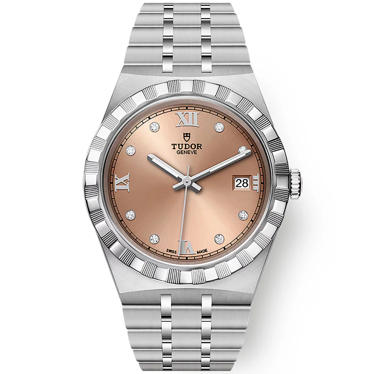 F796A6AC-D778-7592-E5D3-468D0C38EA4A.jpg TUDOR Royal 38mm Salmon Roman Diamond Dial Automatic Bracelet Watch M28500-0009 - Image 1