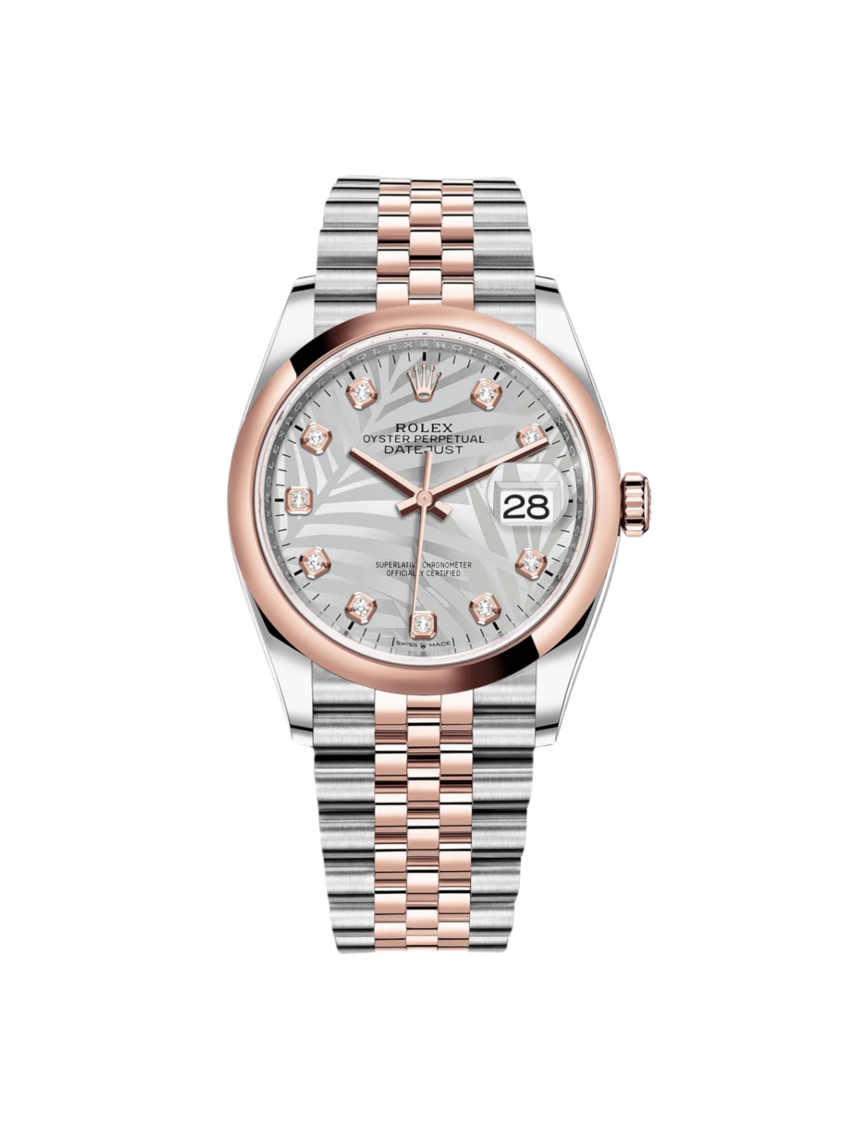 F7C139D9-0C2D-E481-507A-BACD802B5D4C.png Rolex Datejust 36mm 126201 Silver Palm Motif Dial - Image 1