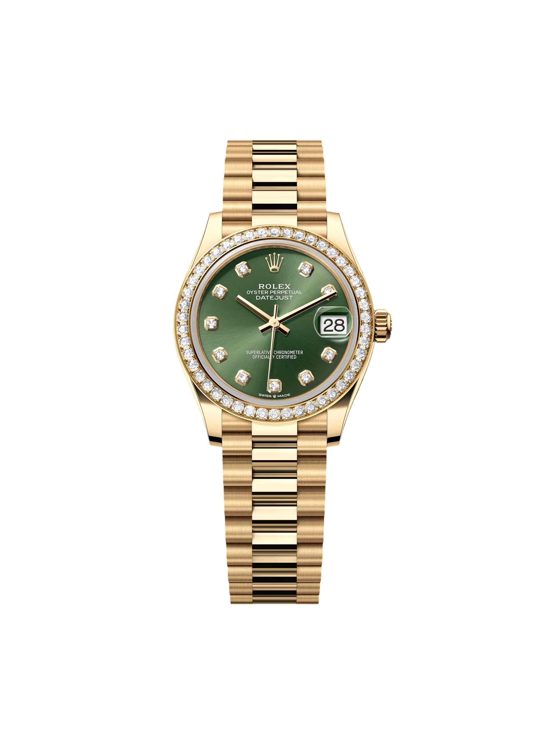 F917BA77-F9AD-B8AD-B3A2-AF504F1ED4DB.png Rolex Datejust m278288RBR-0007 Olive Green 31mm Dial President Bracelet Watch - Image 1