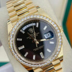 Rolex Day-Date 40mm Black Diamond Dial and Diamond Bezel Yellow Gold President Bracelet  228348RBR-0001 - Image 3