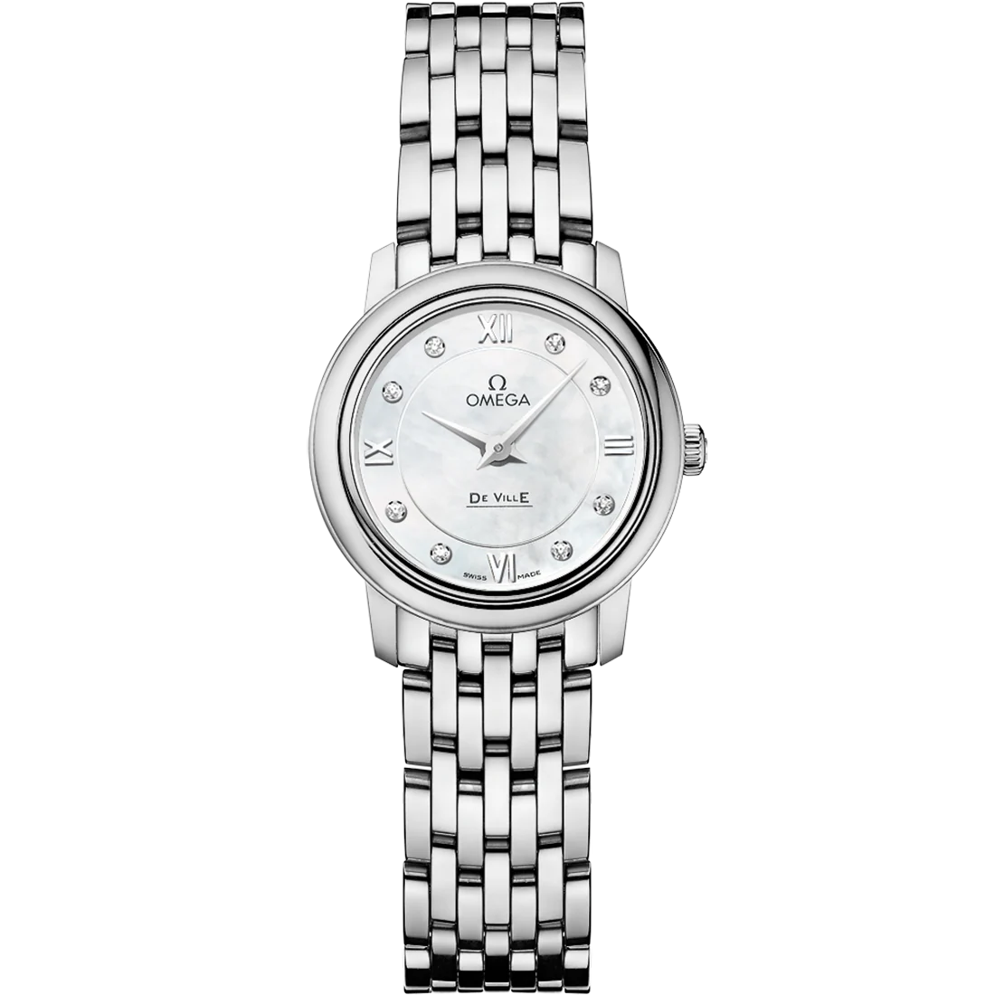 FE415B27-12ED-2DBB-965B-5792196A43E8.png Omega De Ville Prestige 24.4 mm White Dial with Diamonds Stainless Steel Bracelet 424.10.24.60.55.001 - Image 1